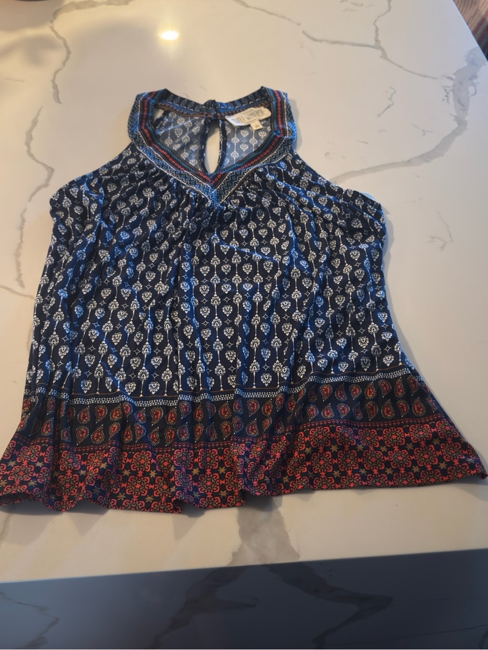 Sweet Wanderer Navy & Red Printed Halter Camisole